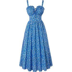Women Floral Corset Dress, Long Dress Blue2